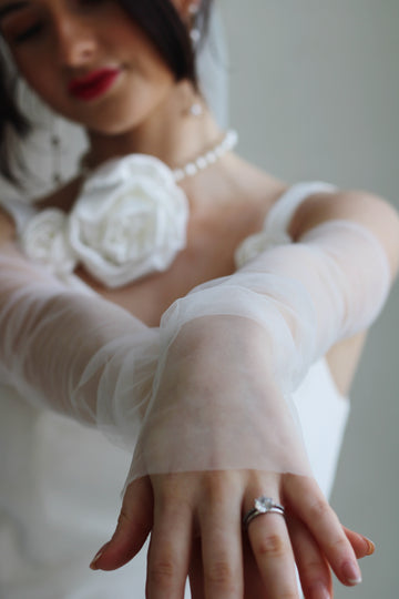 Long Sheer Wedding Sleeves - Velo Bianco